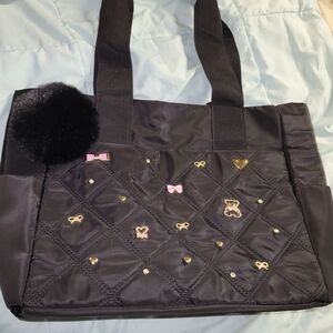 Elegant Black Tote Bag with Gold Accents
